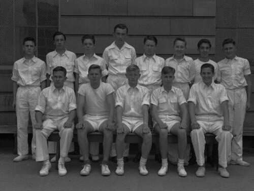 Group portrait of Sydney Grammar School pupils' cricket team, Sydney, 14 November 1951