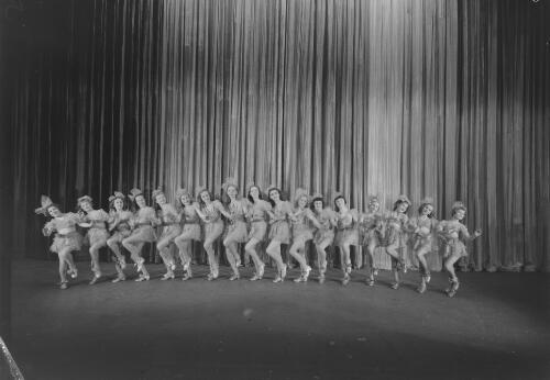 A group of young ballet dancers in costume on stage at Tivoli Theatre, Sydney, New South Wales, 13 March 1943, 7