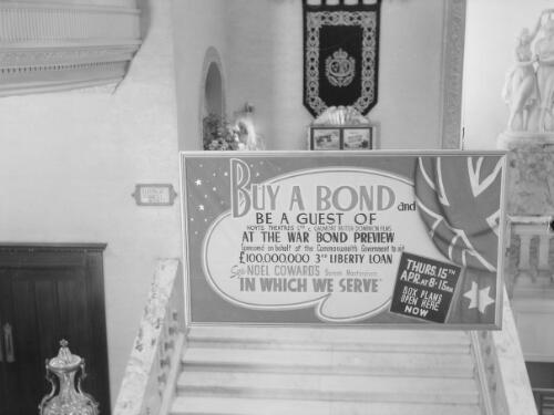 War bonds advertisement on display inside a public building, Sydney, New South Wales, April 1943, 4