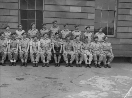 Group portrait of Sydney Grammar School Cadet Corps students and officers, Sydney, 1953, 1