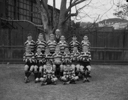 Sydney Grammar School Midgets A football team at the Weigall Sports Ground, Sydney, 26 June 1958, 2