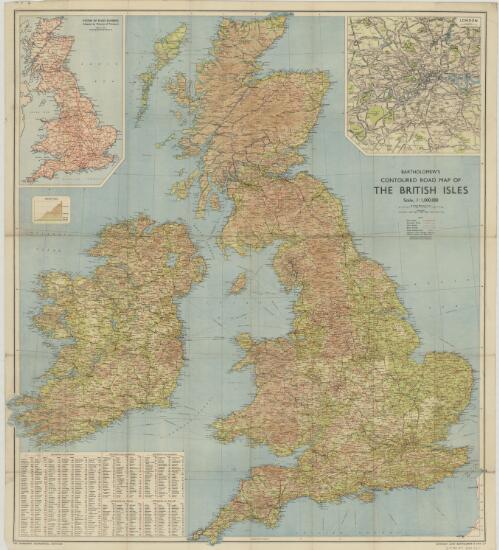 Bartholomew's contoured road map of the British Isles / John Bartholomew & Son
