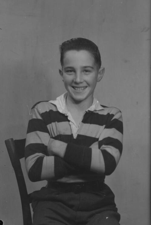 Portrait of a Sydney Grammar School pupil in rugby uniform, Sydney, 1952, 1