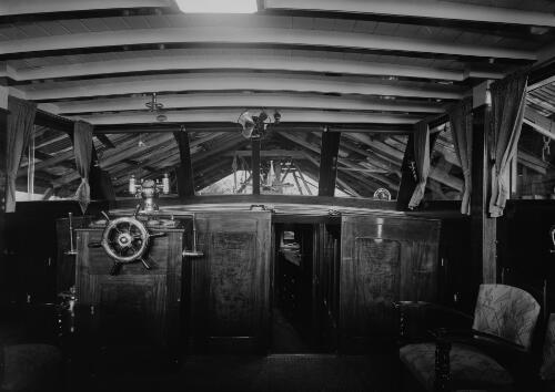 Interior of a boat cabin, Sydney, approximately 1936
