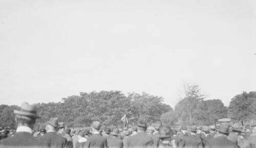 A man addressing crowds in a park, Sydney?, approximately 1908