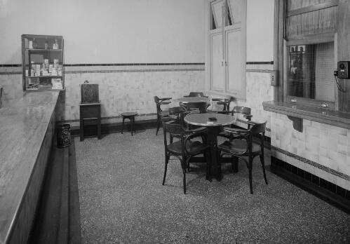 Interior view of a cafeteria at the Hotel Canberra, approximately 1936, 1