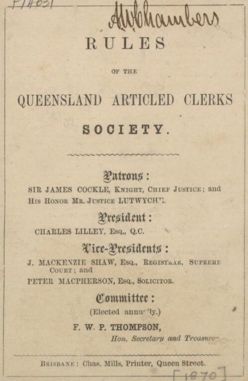 Rules of the Queensland Articled Clerks Society