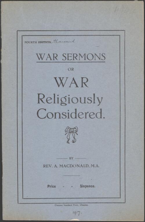 War sermons, or War religiously considered / by Rev. A. Macdonald, M.A