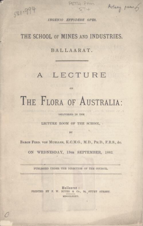 A lecture on the flora of Australia ... / by Ferd. von Mueller