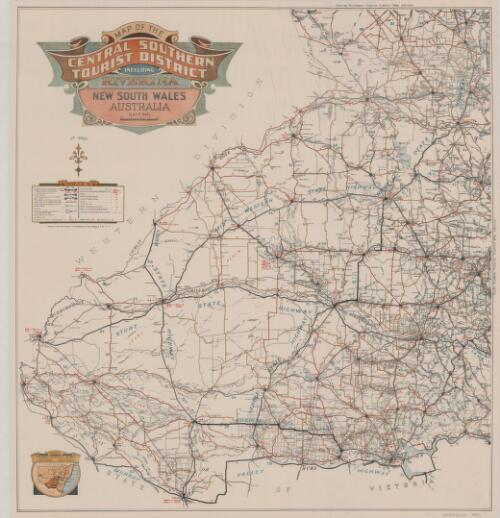 Map of the central southern tourist district, including Riverina, New South Wales, Australia / compiled, drawn and printed at the Department of Lands, Sydney N.S.W