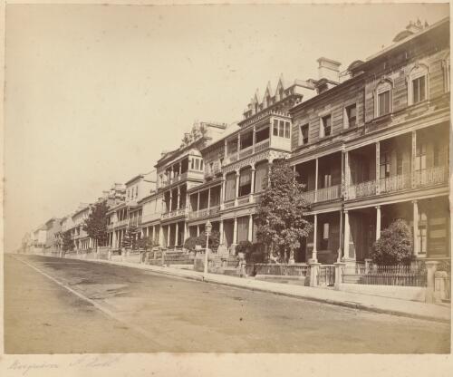 Looking north along Macquarie Street, Sydney, 1879 / James N. Vickers