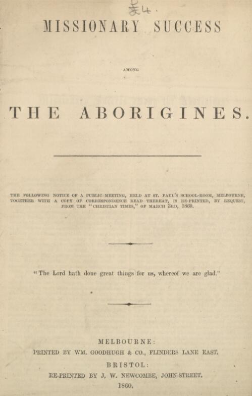 Missionary success among the Aborigines
