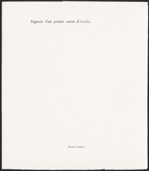 Fragments d'une première version d'Aurélia / Gé́rard de Nerval ; Petr Herel