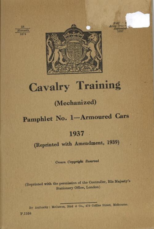 Cavalry training (mechanized) 1937 : armoured cars