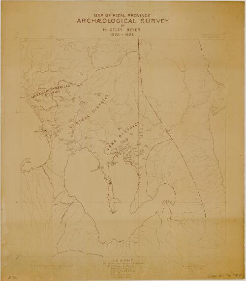 Map of Rizal province archaeological survey [cartographic material] / by H. Otley Beyer, 1926-1929