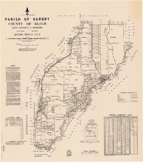 Parish of Uarbry, County of Bligh [cartographic material] : Land District of Dunedoo, Coolah Shire, Eastern Division N.S.W / compiled, drawn & printed at the Department of Lands, Sydney, N.S.W