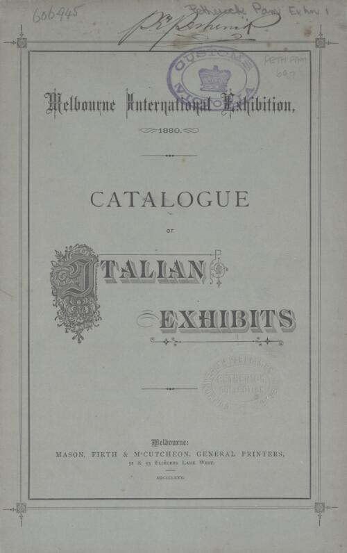 Catalogue of Italian exhibits