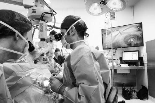 Partial corneal eye transplant surgery at the Royal Victorian Eye and Ear Hospital, Melbourne, July 2016, 1 / Andrew Chapman