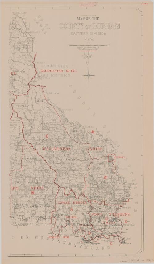 Map of the County of Durham, Eastern Division, N.S.W. / compiled, drawn and printed at the Department of Lands, Sydney N.S.W