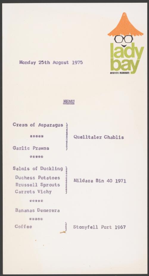 [Menus - Motels : ephemera material collected by the National Library of Australia]
