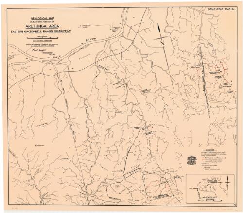 Geological map of eastern portion of Arltunga area, eastern Macdonnell Ranges district, N.T. [cartographic material] : based on aerial photographs / Aerial, Geological and Geophysical Survey of Northern Australia
