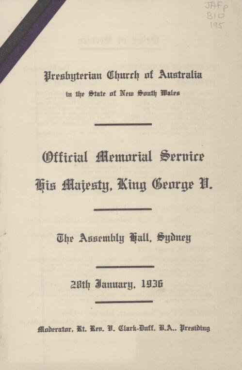 [King George V memorial services]