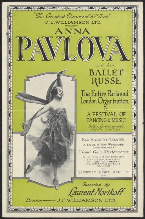 [Pavlova, Anna : her Australian tours, 1926, 1929 : theatre programmes, ephemera / held in the PROMPT Collection, National Library of Australia]