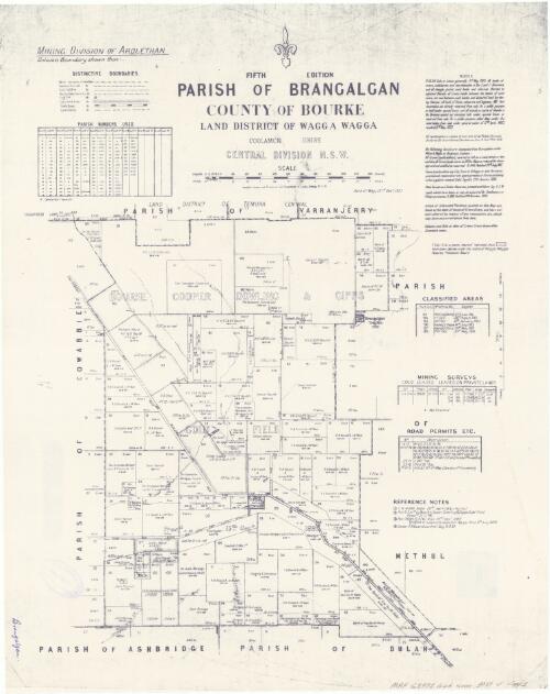 Parish of Brangalgan, County of Bourke [cartographic material] : Land District of Wagga Wagga, Coolamon Shire, Central Division N.S.W. / compiled, drawn and printed at the Department of Lands