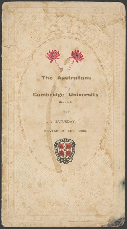 [Menus - Rugby Union : ephemera material collected by the National Library of Australia]