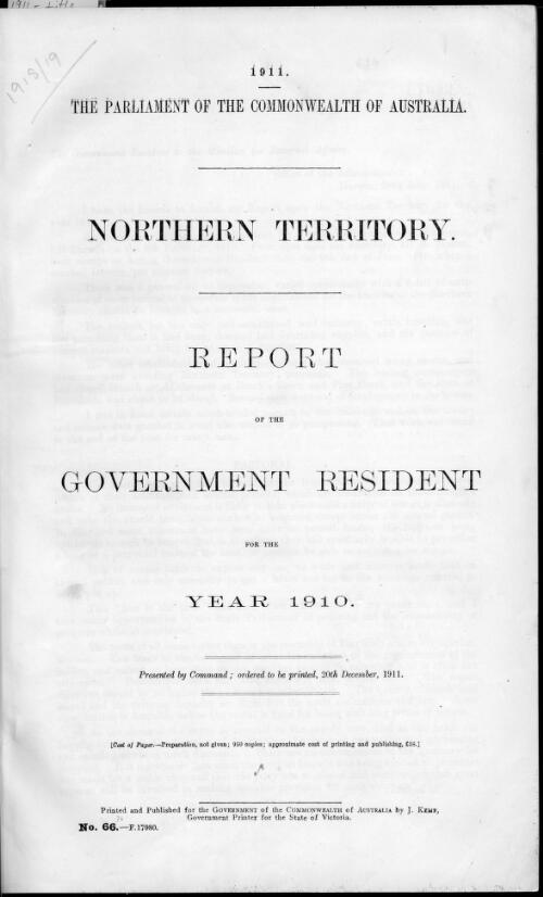 Report of the Government Resident