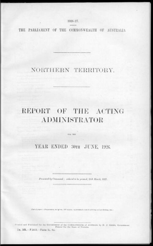 Report of the Acting Administrator