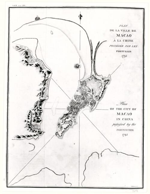 Plan de la ville de Macao à la Chine possèdèe par les Portugais 1795 [cartographic material] = Plan of the city of Macao in China possessed by the Portuguese 1795