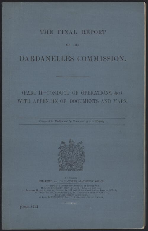 Final report of the Dardanelles Commission