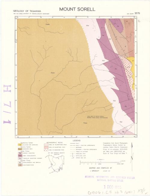 Mount Sorell [cartographic material] / University of Tasmania Geology Department