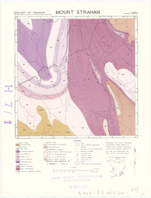 Mount Strahan [cartographic material] / University of Tasmania Geology Department
