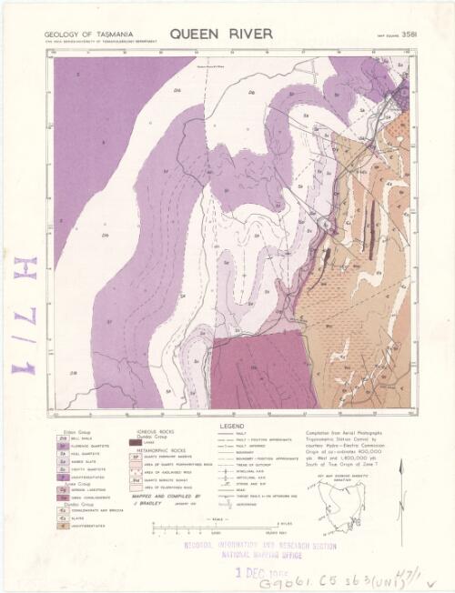 Queen River [cartographic material] / University of Tasmania Geology Department