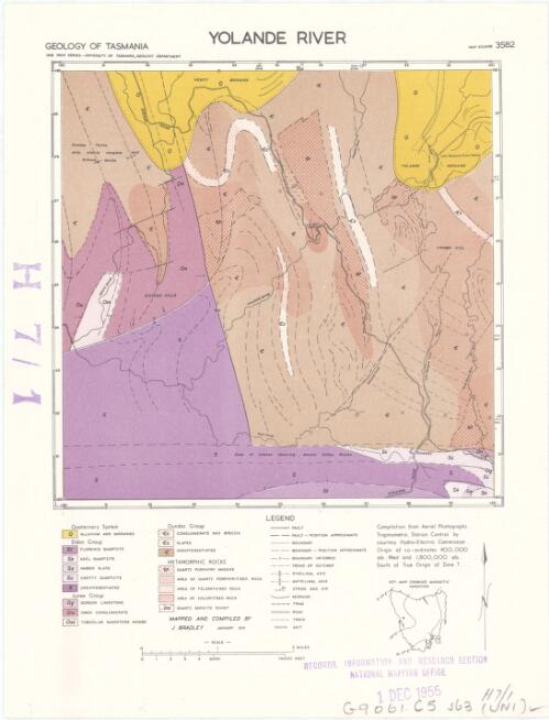 Yolande River [cartographic material] / University of Tasmania Geology Department