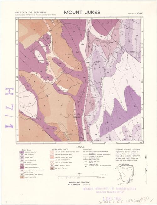 Mount Jukes [cartographic material] / University of Tasmania Geology Department