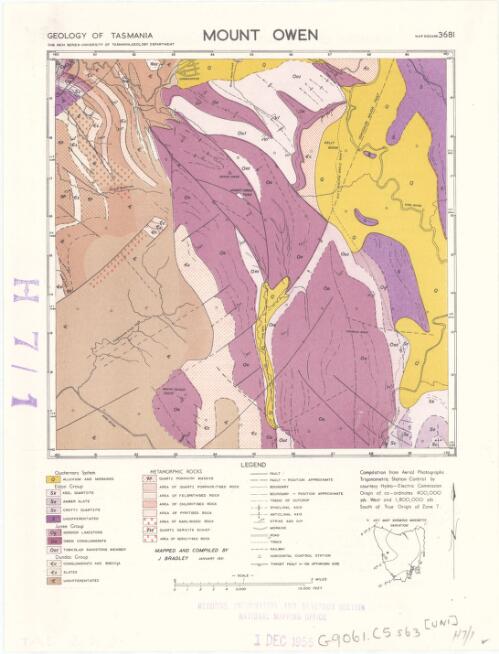 Mount Owen [cartographic material] / University of Tasmania Geology Department
