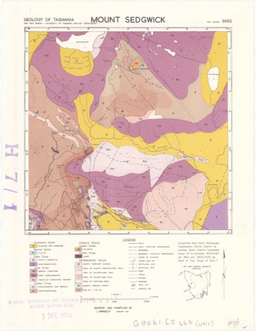 Mount Sedgwick [cartographic material] / University of Tasmania Geology Department
