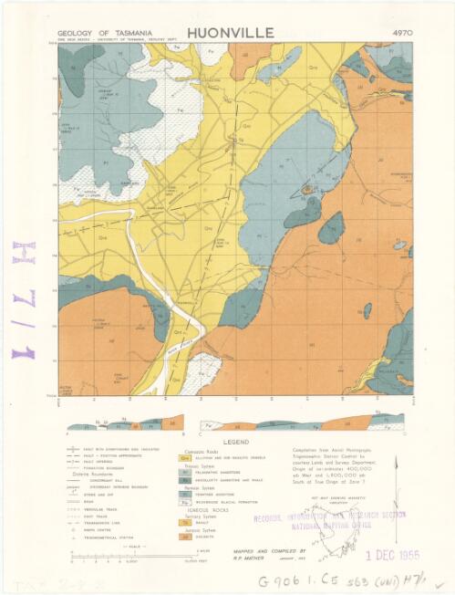 Huonville [cartographic material] / University of Tasmania Geology Department