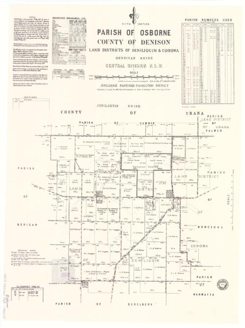 Parish of Osborne, County of Denison [cartographic material] : Land Districts of Deniliquin & Corowa, Berrigan Shire, Central Division N.S.W. / compiled, drawn and printed at the Department of Lands, Sydney, N.S.W