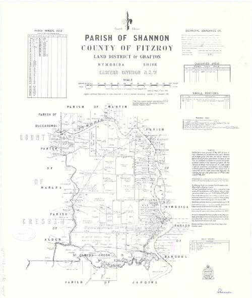 Parish of Shannon, County of Fitzroy [cartographic material] : Land District of Grafton, Nymboida Shire, Eastern Division N.S.W / compiled, drawn and printed at the Department of Lands, Sydney N.S.W