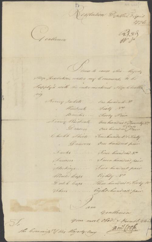 Family papers of Captain James Cook, 1776-1926 [manuscript]