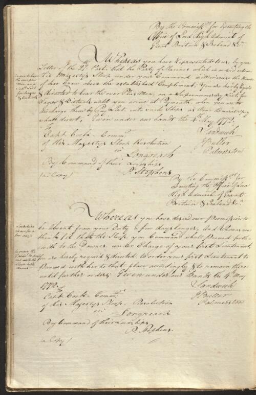 Letterbook of James Cook, 1771-1778 [manuscript]