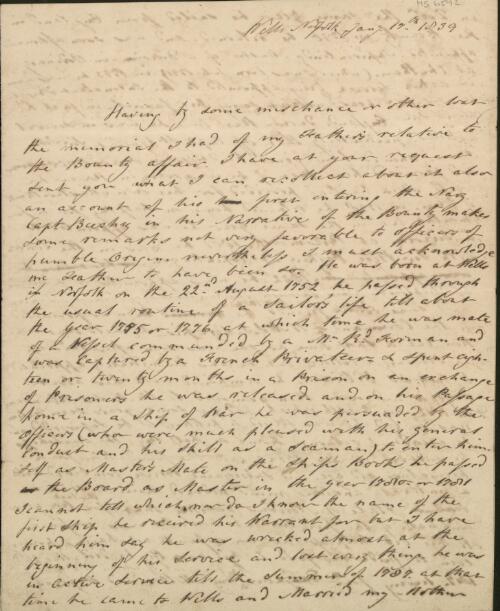 Statement of service 1839 [manuscript]
