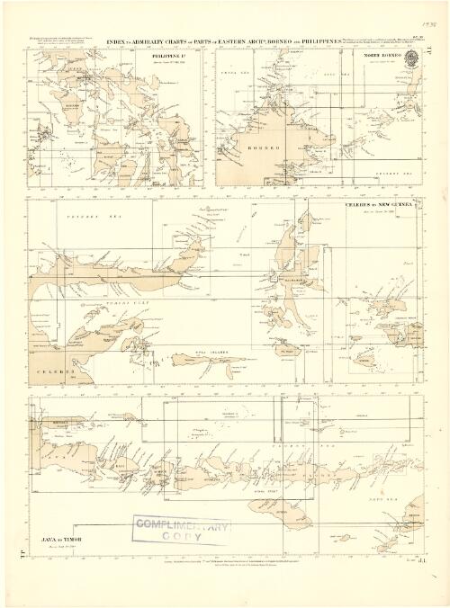 Index to Admiralty charts of parts of Eastern Archo., Borneo and Philippines [cartographic material] / Hydrographic Office