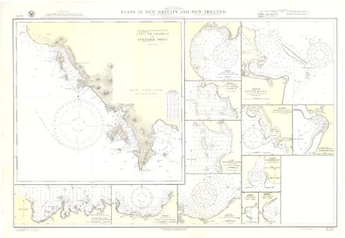 Plans in New Britain (Neu Pommern) and New Ireland (Neu Mecklenburg), Bismarck Archipelago, South Pacific Ocean [cartographic material] : from the latest German surveys / Hydrographic Office, U.S. Navy