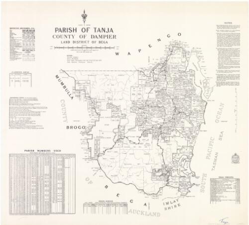 Parish of Tanja, County of Dampier [cartographic material] : Land District of Bega / compiled, drawn & printed at the Department of Lands, Sydney, N.S.W