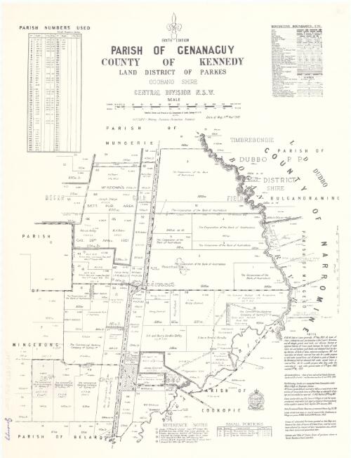 Parish of Genanaguy, County of Kennedy [cartographic material] : Land District of Parkes, Goobang Shire, Central Division N.S.W. / compiled, drawn and printed at the Department of Lands, Sydney, N.S.W